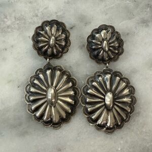Sterling Silver handmade native American concho earrings!